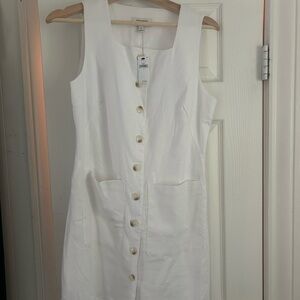 Banana Republic White Button-Front Mini Dress